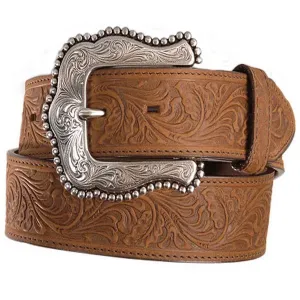 1 1/2" Light Brown Tooled Layla Ladies' Belt