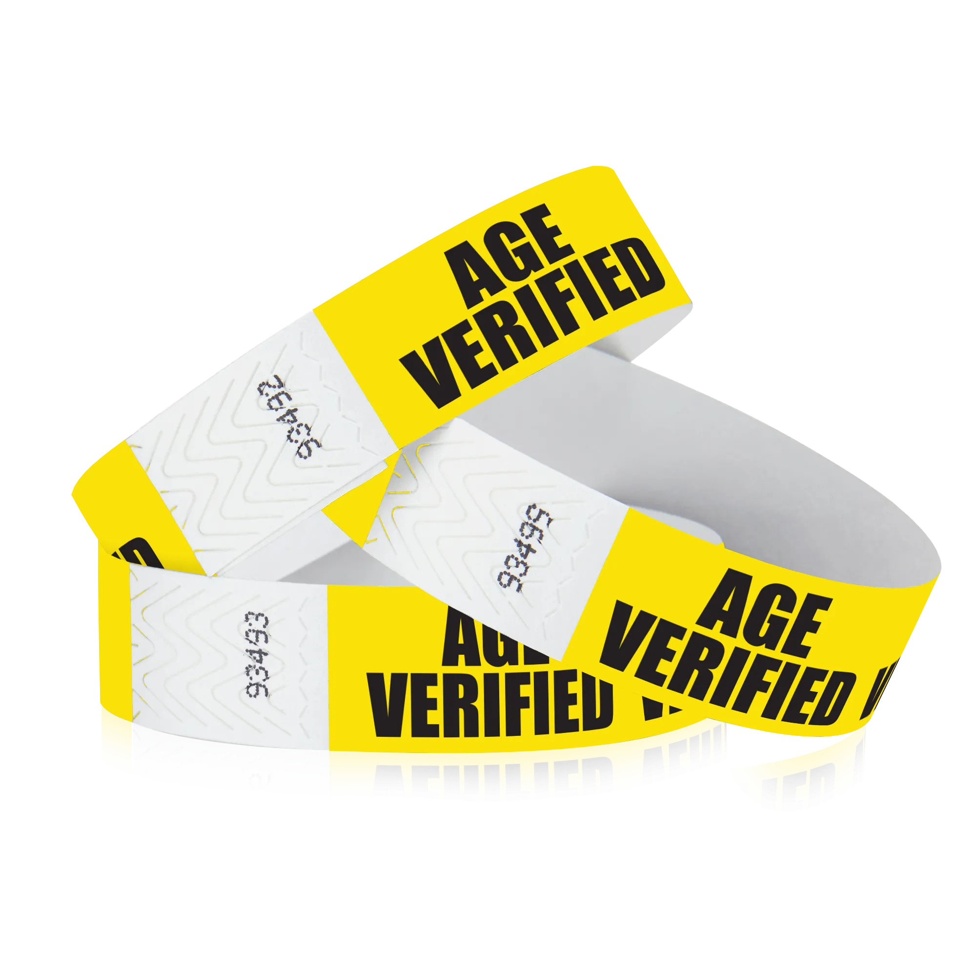 3/4" Tyvek Age Verified on Yellow Wristbands