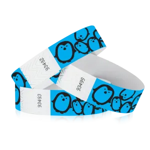 3/4" Tyvek Blue Penguins Wristbands