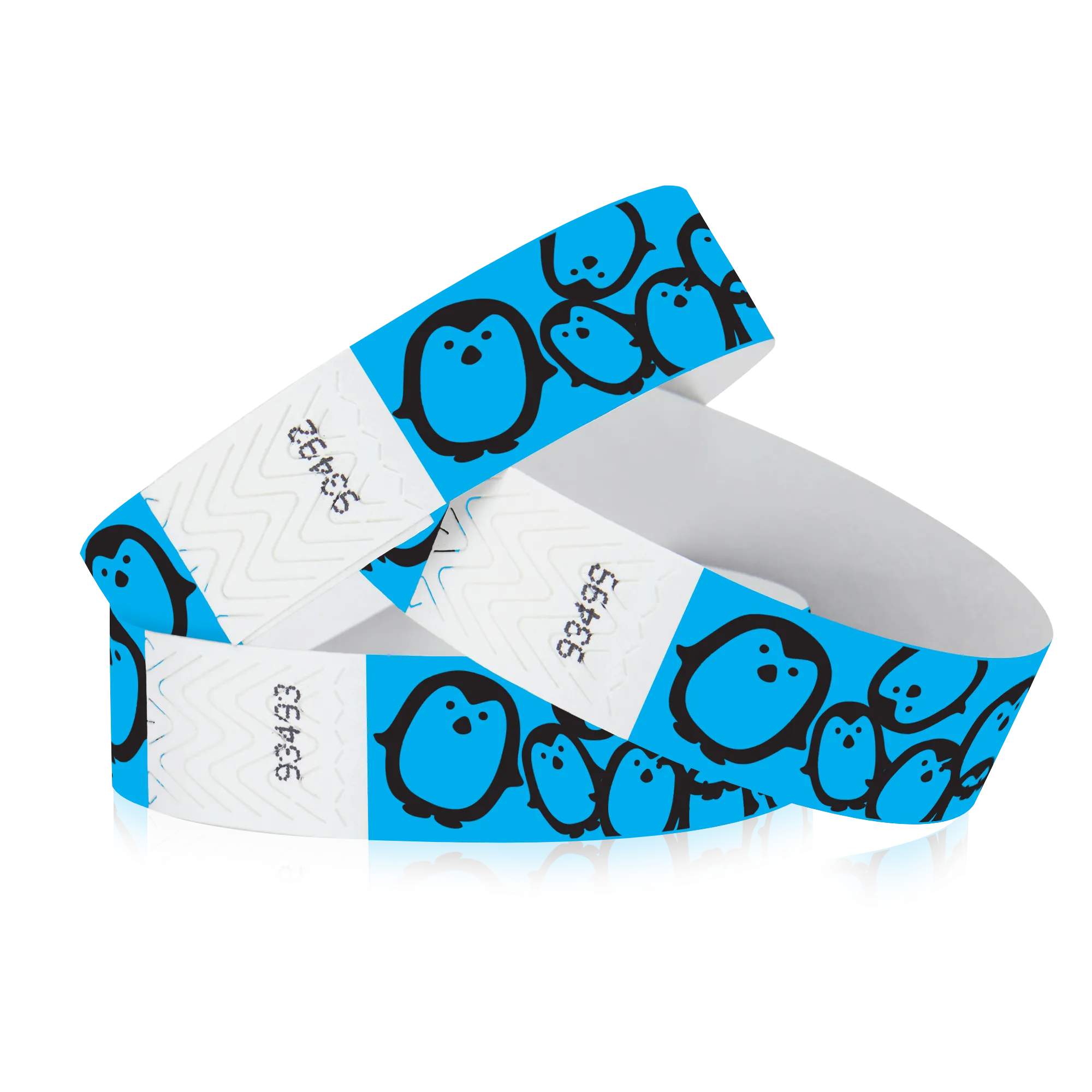 3/4" Tyvek Blue Penguins Wristbands