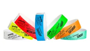 3/4" Tyvek Wristbands - Days of the Week