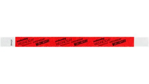 3/4" Tyvek Wristbands - Days of the Week