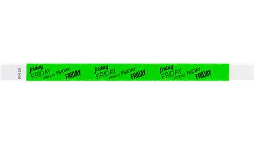3/4" Tyvek Wristbands - Days of the Week