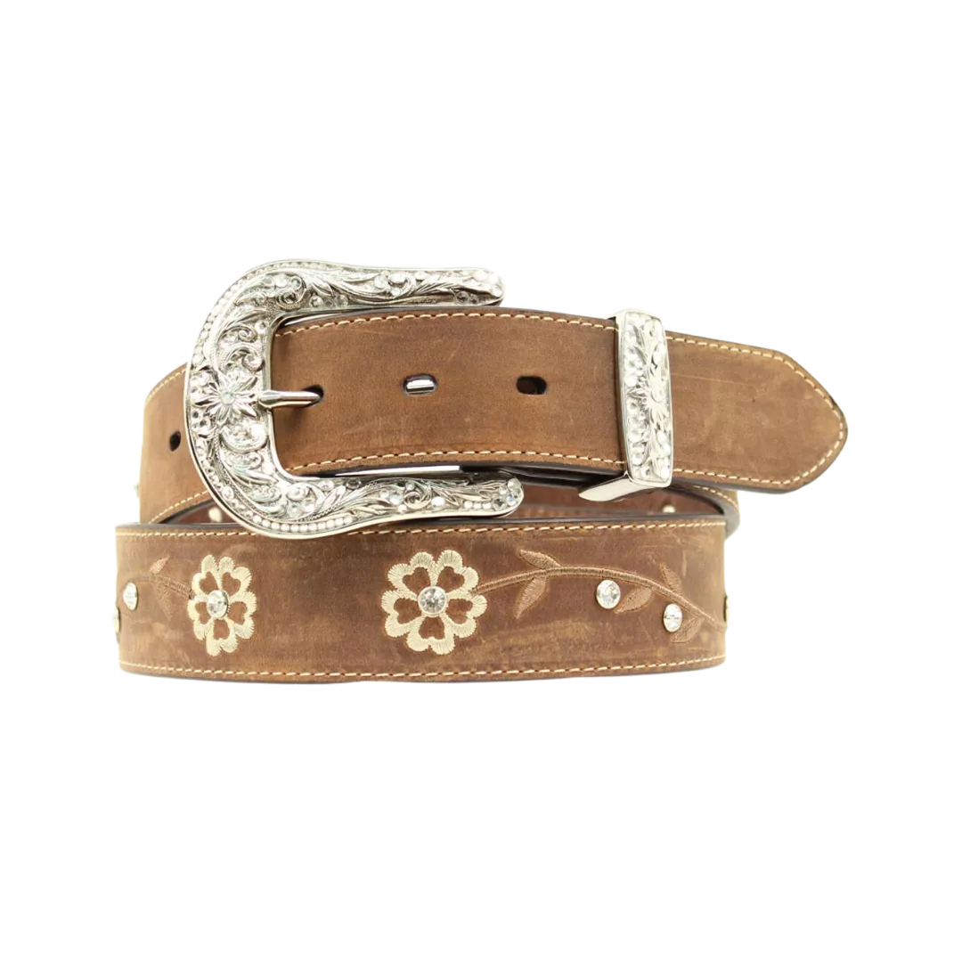 Ariat Women's Embroidered Scrolling Flowers & Crystals Belt