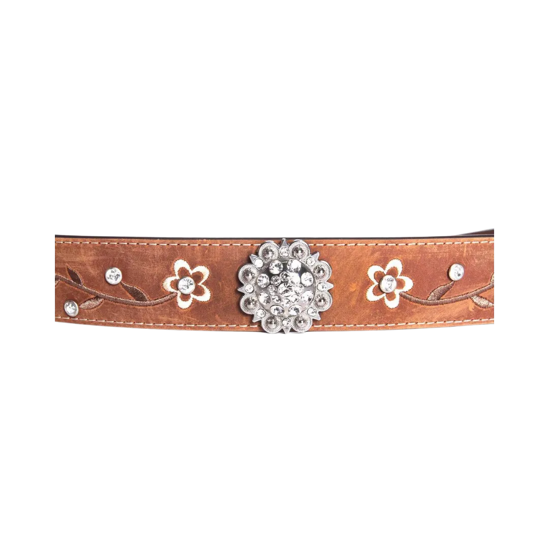 Ariat Women's Embroidered Scrolling Flowers & Crystals Belt