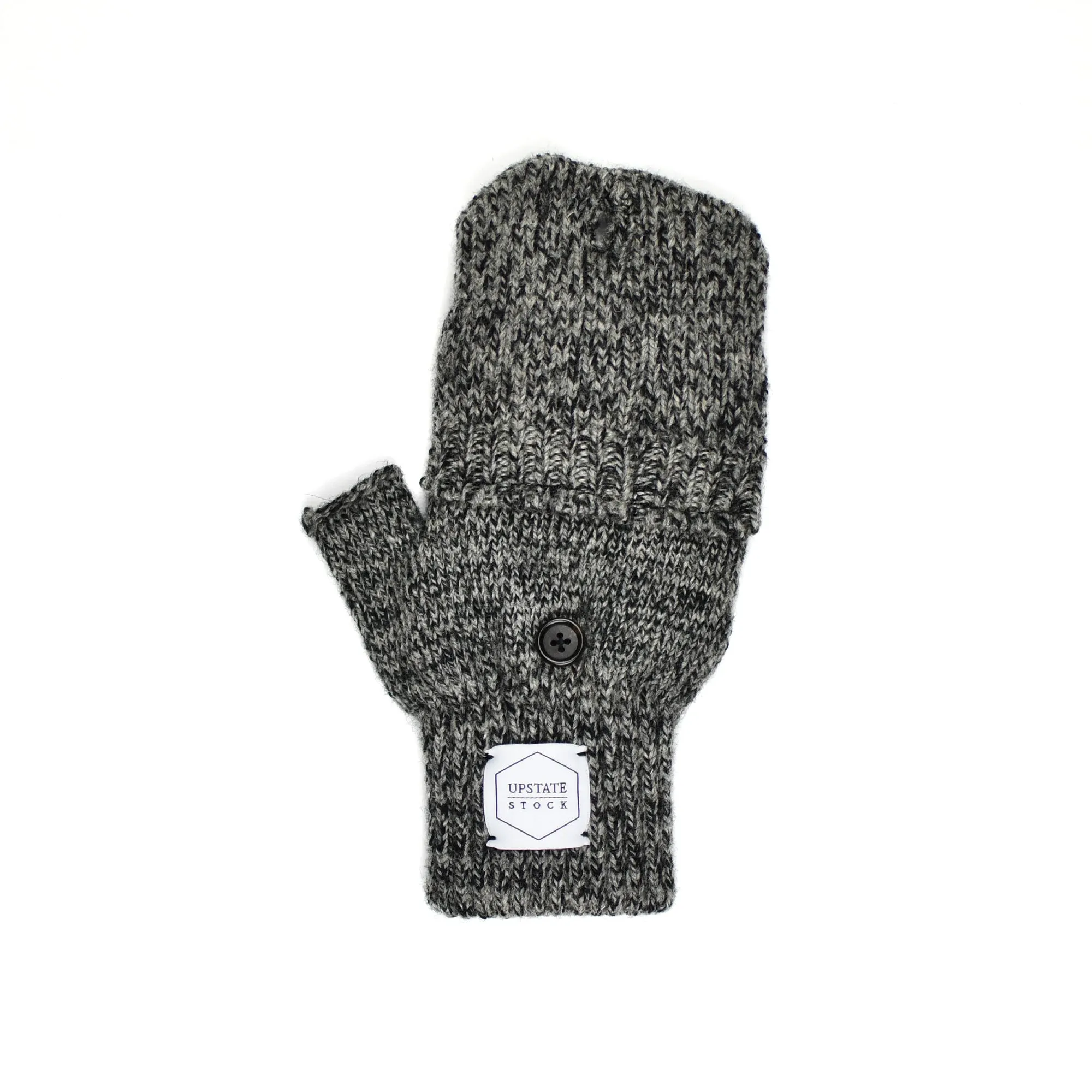 Charcoal Melange Convertible Fingerless 'Glomitt' with Natural Deerskin
