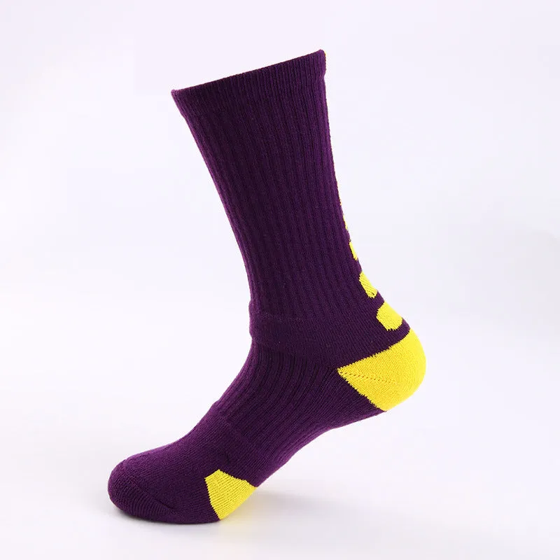 Classic High Top Towel Bottom Sports Socks Terry Thickening Antiskid Elite Basketball Socks Men's High Tube Socks
