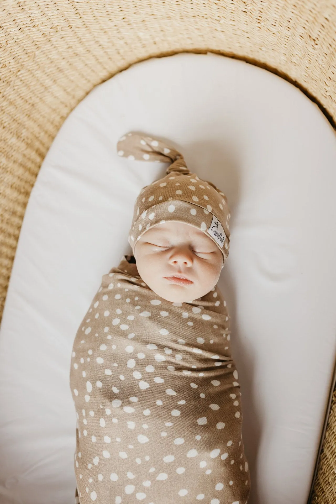 Copper Pearl Fawn Top Knot Hat