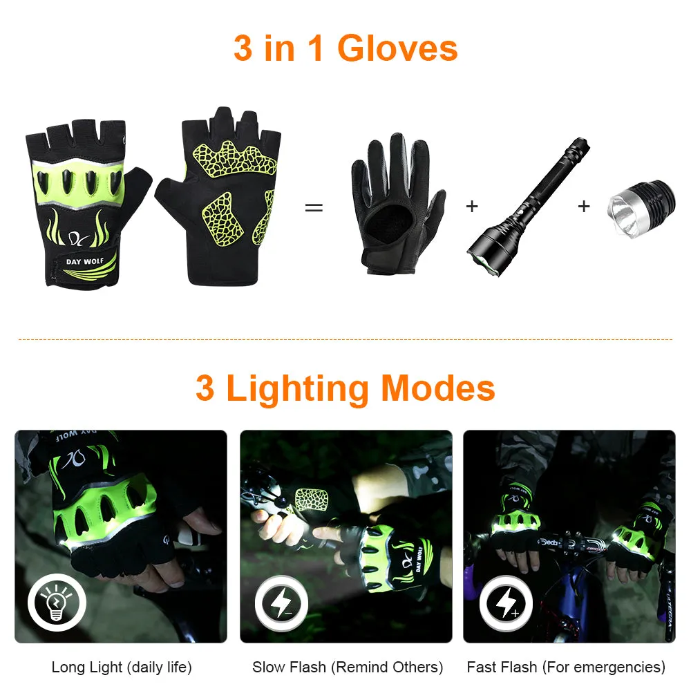 LED Flashlight Gloves for Cycling ,Working, Fishing