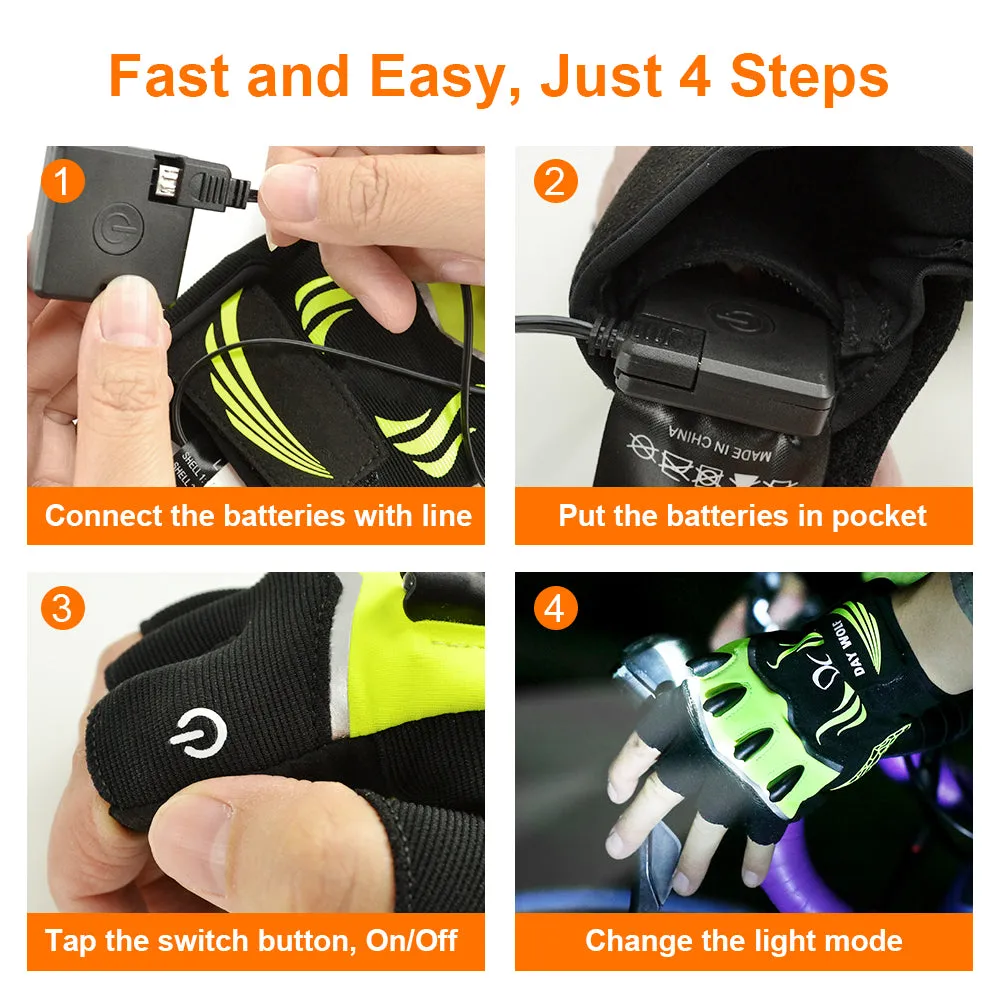 LED Flashlight Gloves for Cycling ,Working, Fishing