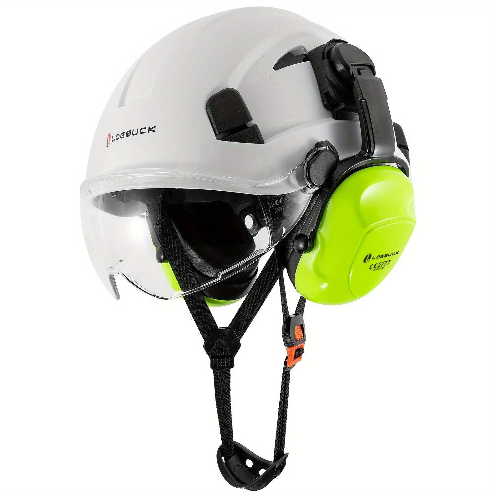 LOEBUCK Heavy-Duty Safety Helmet - Ultimate Protection with Noise-Cancelling Earmuffs & Goggles - Durable Hard Hat Set for Construction