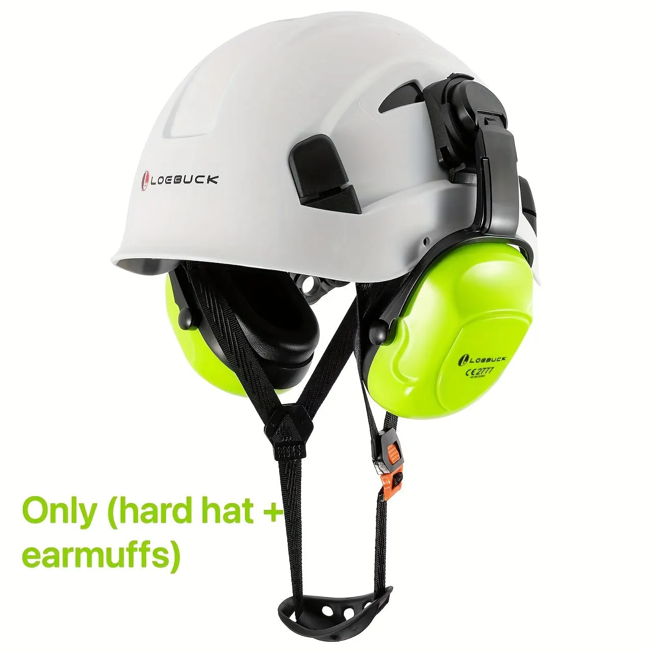 LOEBUCK Heavy-Duty Safety Helmet - Ultimate Protection with Noise-Cancelling Earmuffs & Goggles - Durable Hard Hat Set for Construction