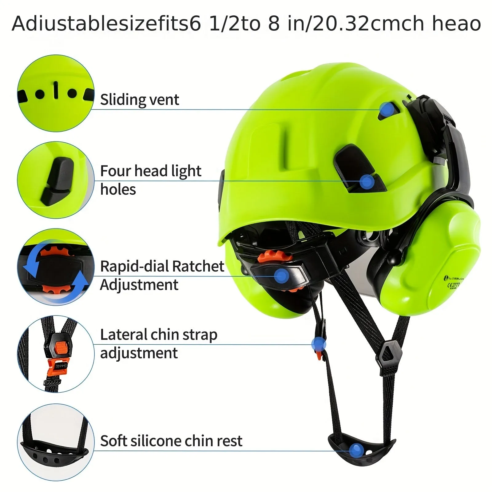LOEBUCK Heavy-Duty Safety Helmet - Ultimate Protection with Noise-Cancelling Earmuffs & Goggles - Durable Hard Hat Set for Construction