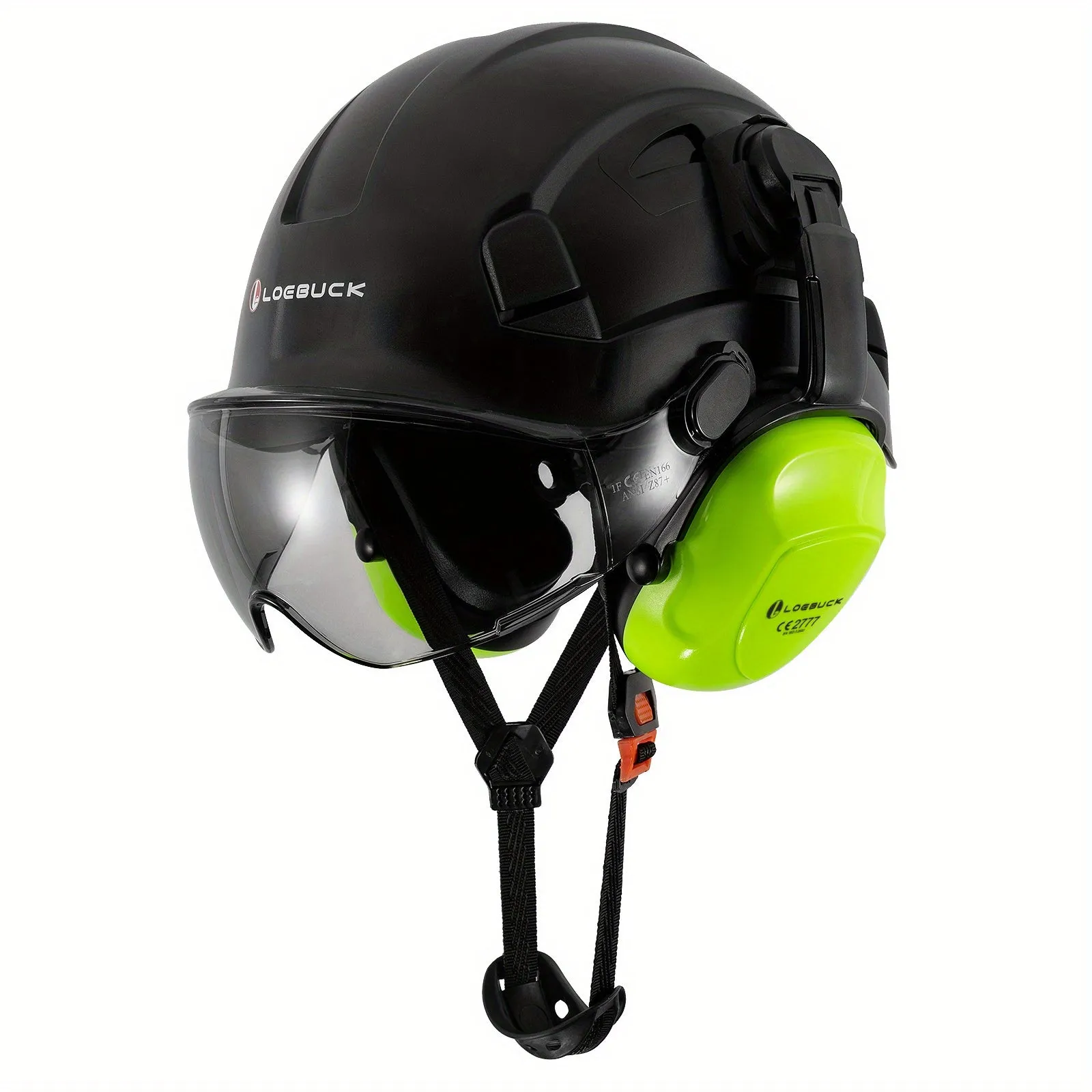 LOEBUCK Heavy-Duty Safety Helmet - Ultimate Protection with Noise-Cancelling Earmuffs & Goggles - Durable Hard Hat Set for Construction