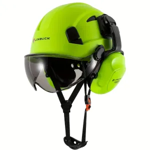 LOEBUCK Heavy-Duty Safety Helmet - Ultimate Protection with Noise-Cancelling Earmuffs & Goggles - Durable Hard Hat Set for Construction