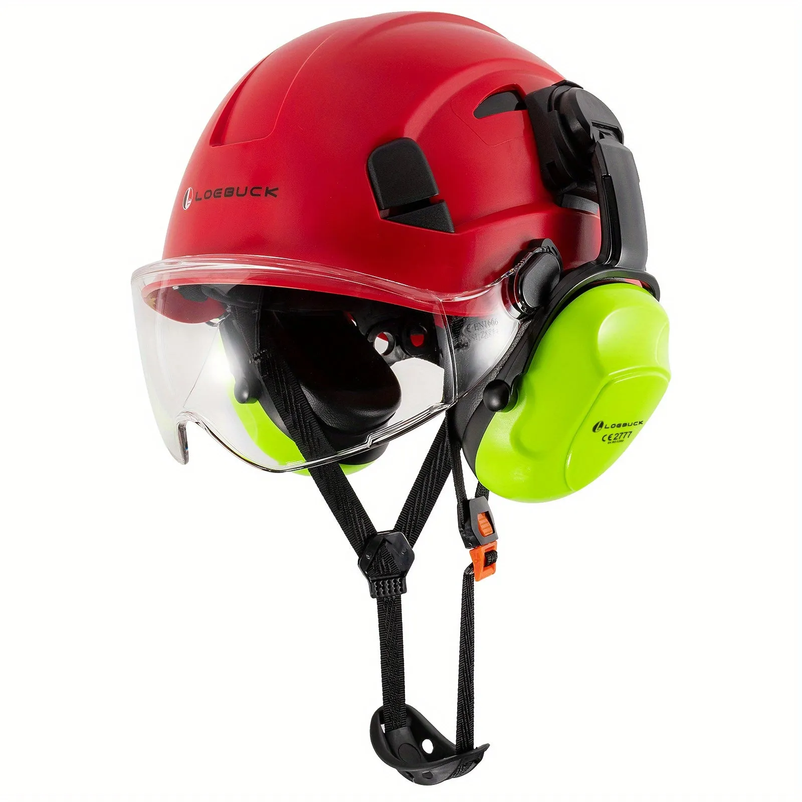LOEBUCK Heavy-Duty Safety Helmet - Ultimate Protection with Noise-Cancelling Earmuffs & Goggles - Durable Hard Hat Set for Construction