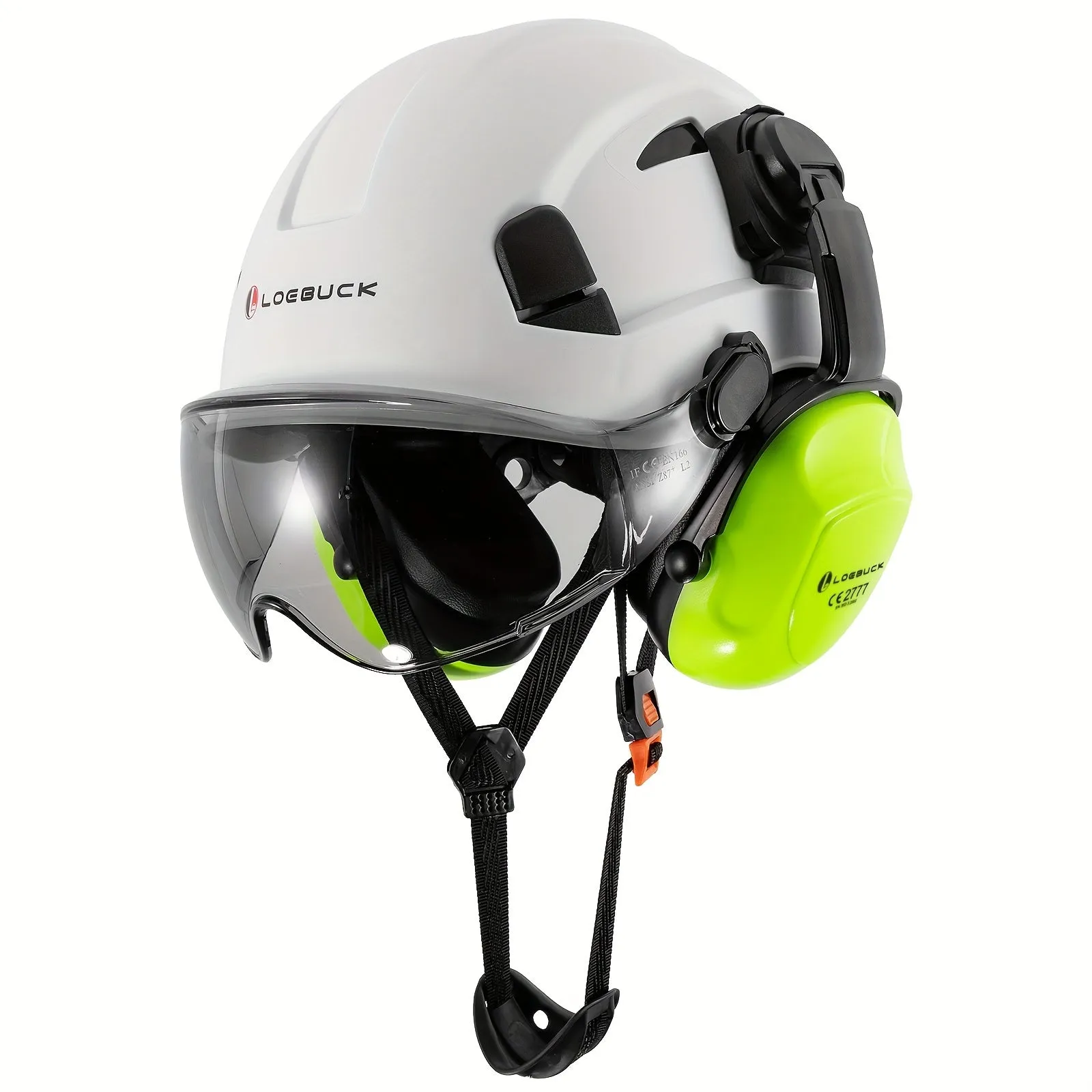LOEBUCK Heavy-Duty Safety Helmet - Ultimate Protection with Noise-Cancelling Earmuffs & Goggles - Durable Hard Hat Set for Construction