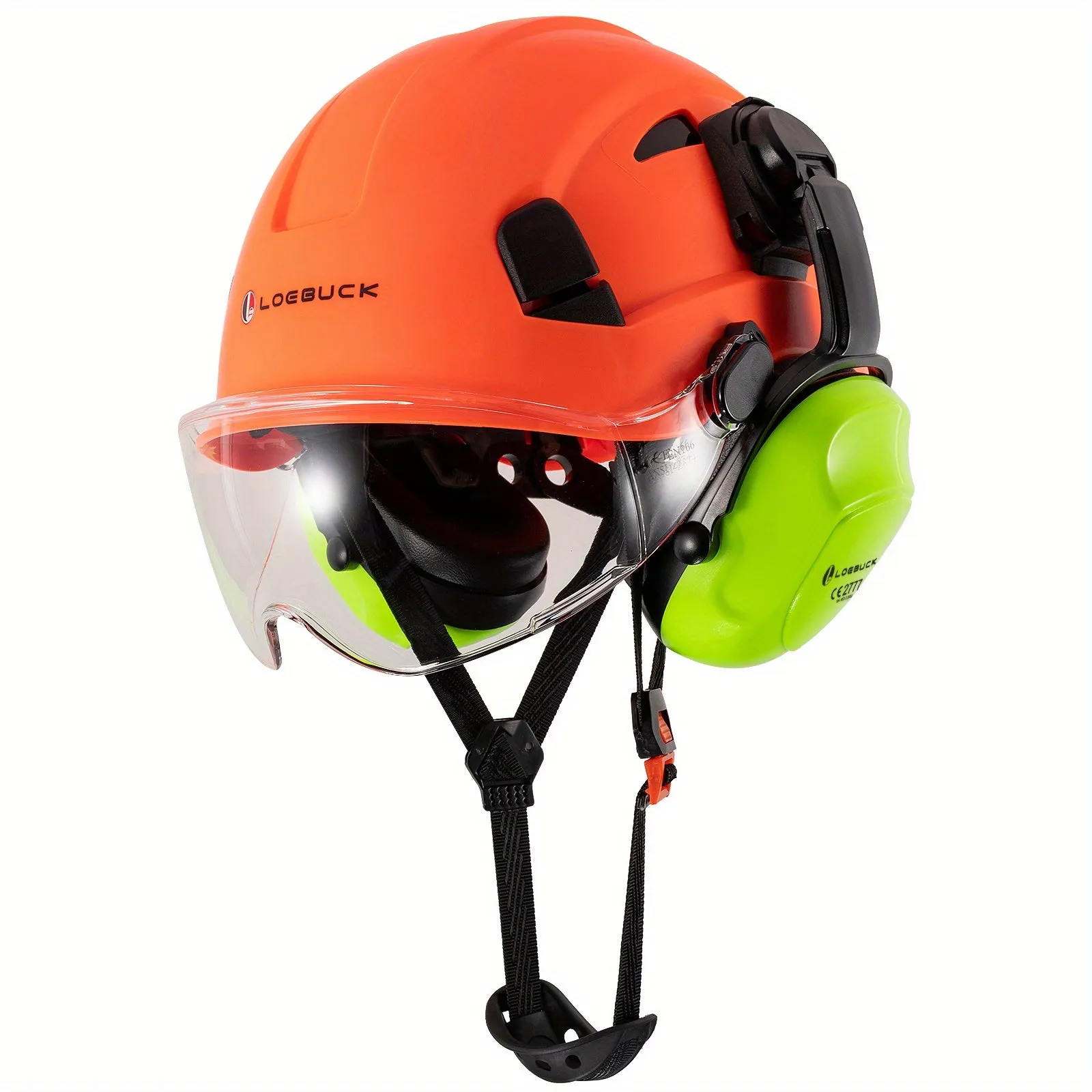 LOEBUCK Heavy-Duty Safety Helmet - Ultimate Protection with Noise-Cancelling Earmuffs & Goggles - Durable Hard Hat Set for Construction
