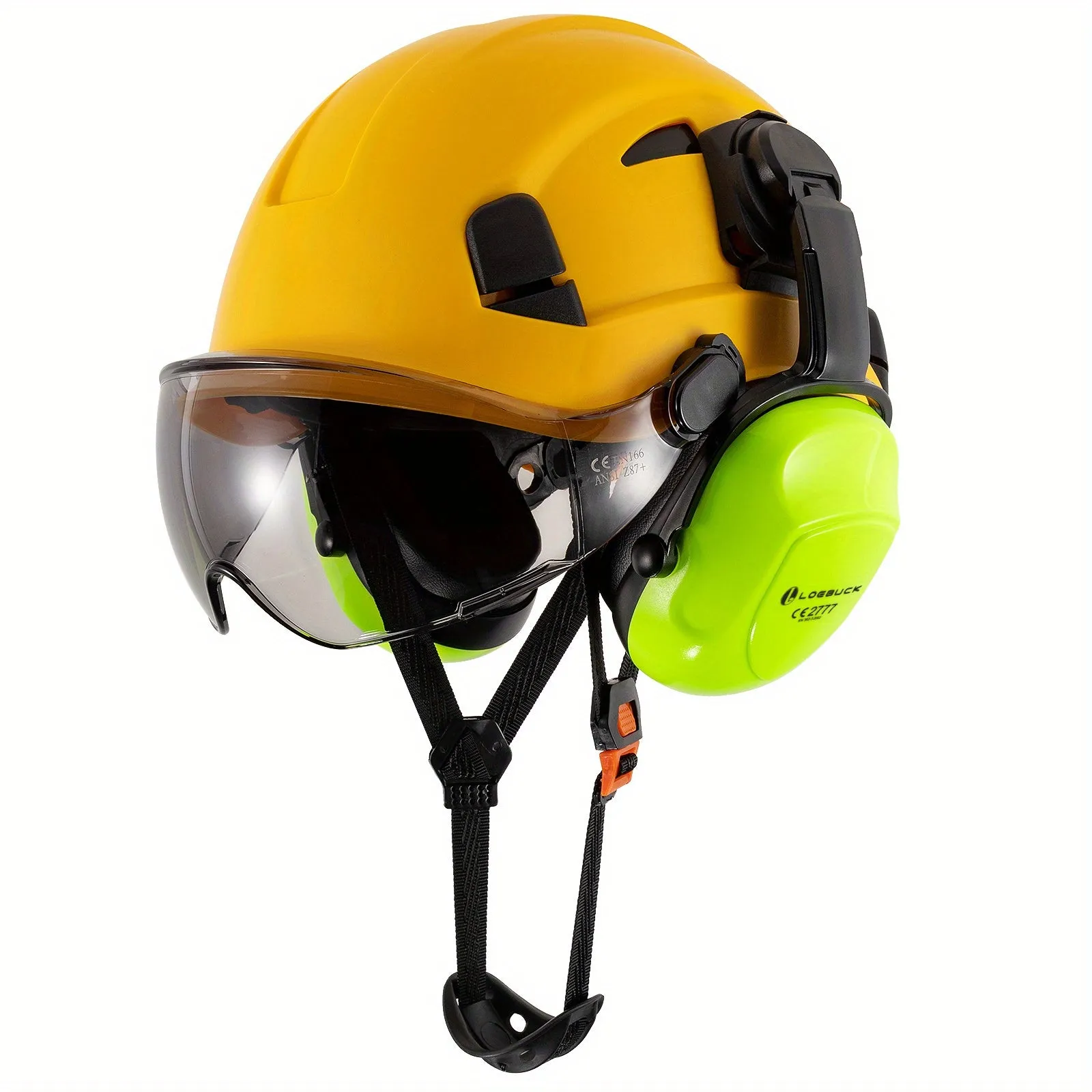 LOEBUCK Heavy-Duty Safety Helmet - Ultimate Protection with Noise-Cancelling Earmuffs & Goggles - Durable Hard Hat Set for Construction