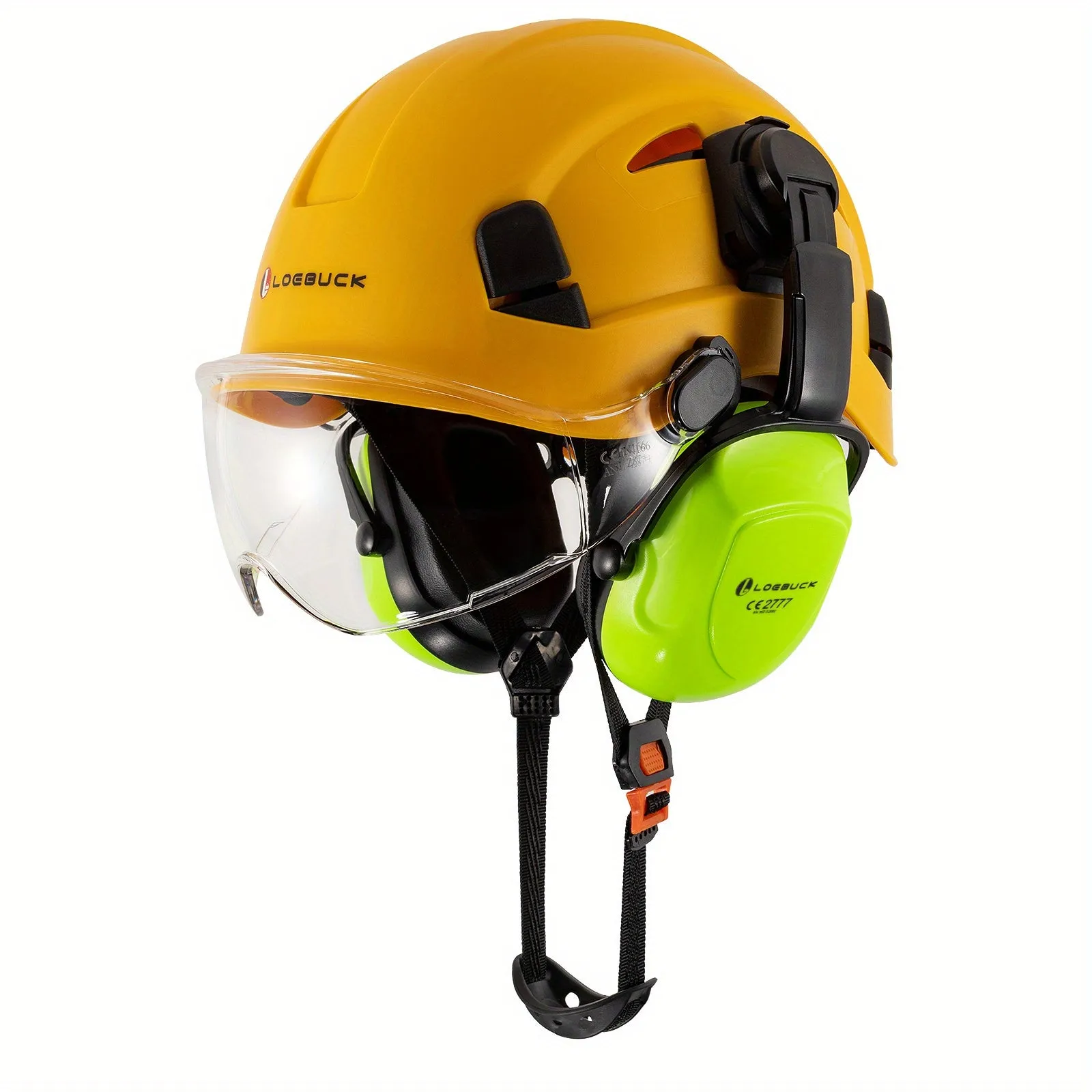 LOEBUCK Heavy-Duty Safety Helmet - Ultimate Protection with Noise-Cancelling Earmuffs & Goggles - Durable Hard Hat Set for Construction