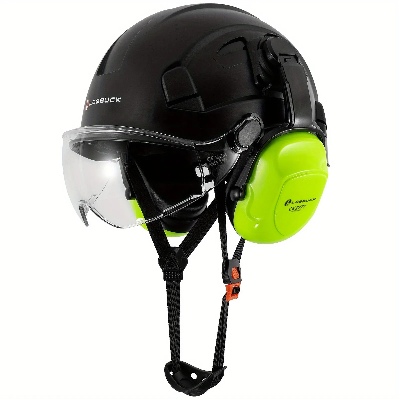 LOEBUCK Heavy-Duty Safety Helmet - Ultimate Protection with Noise-Cancelling Earmuffs & Goggles - Durable Hard Hat Set for Construction