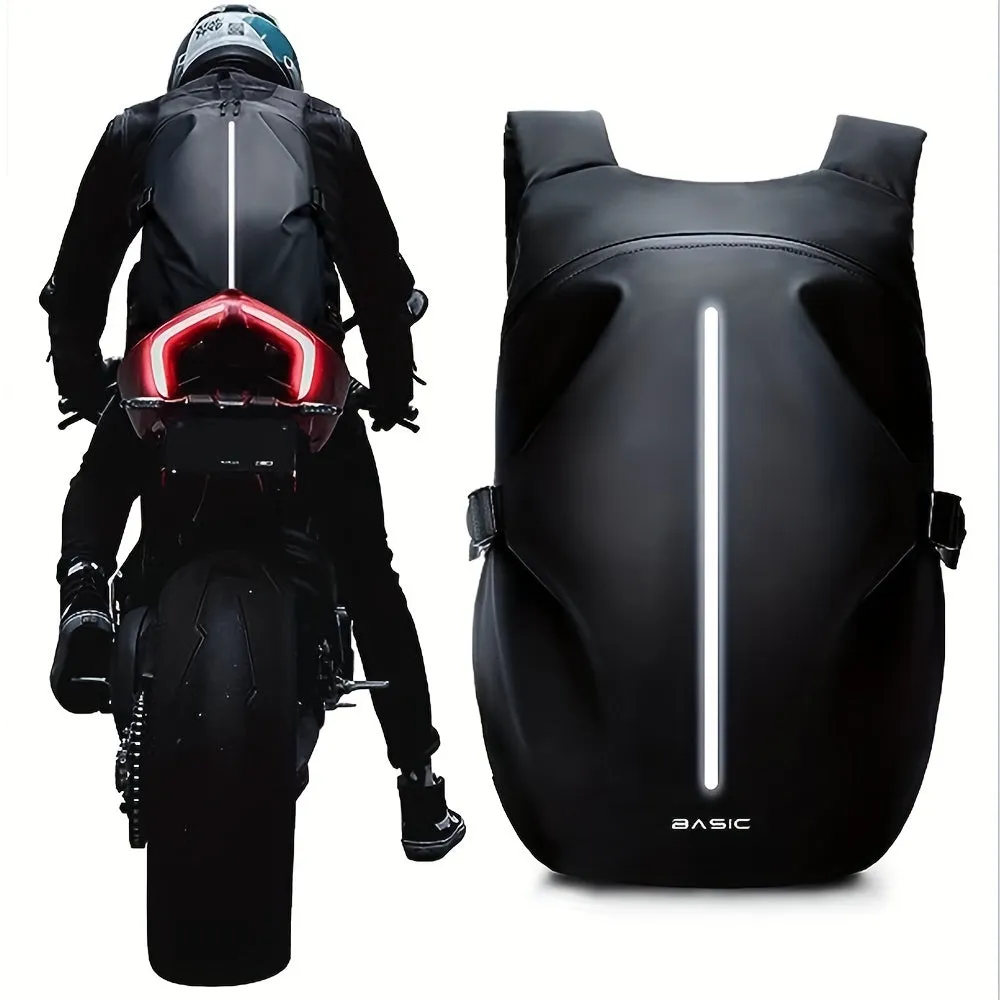 Mens Waterproof Motorcycle Backpack Helmet Storage with Reflective Safety