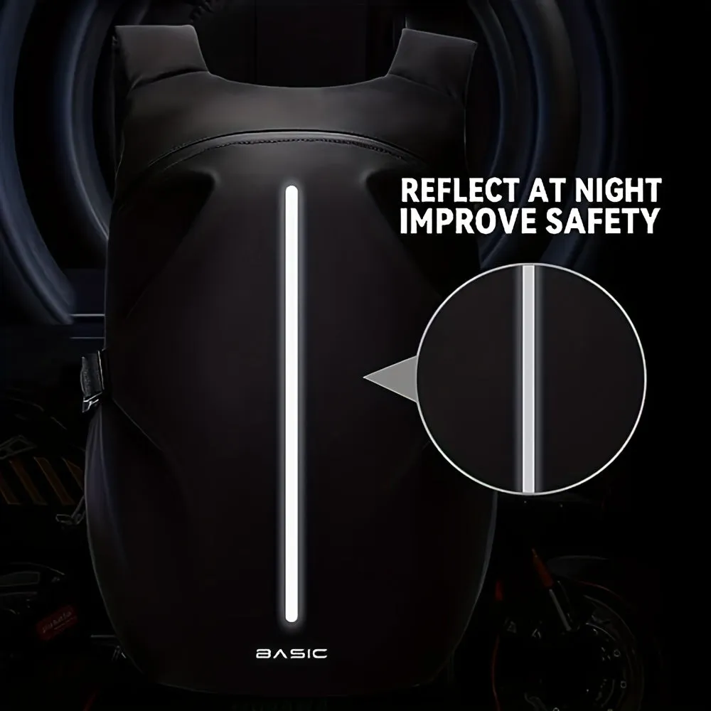 Mens Waterproof Motorcycle Backpack Helmet Storage with Reflective Safety