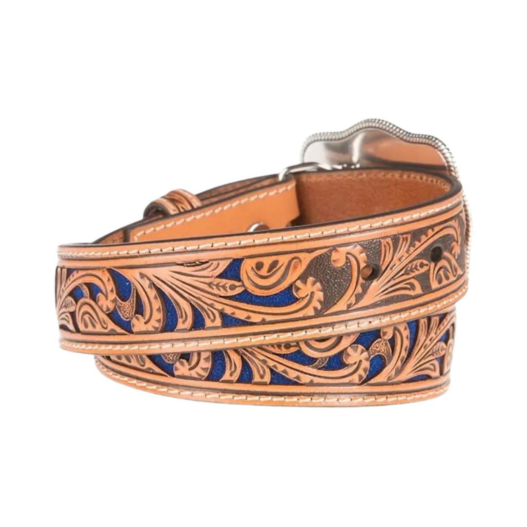 Nocona Boys Blue Inlay Scroll Belt