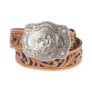 Nocona Boys Blue Inlay Scroll Belt