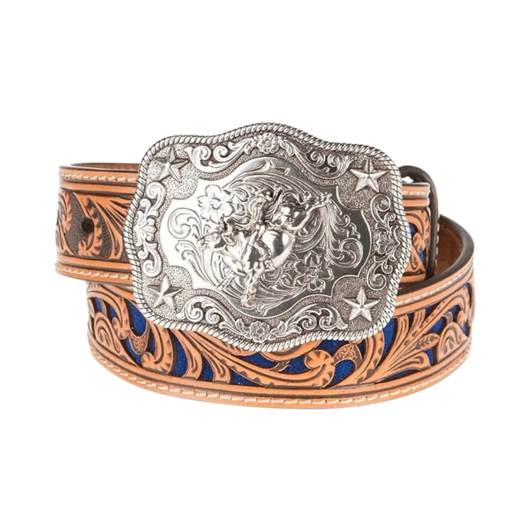 Nocona Boys Blue Inlay Scroll Belt