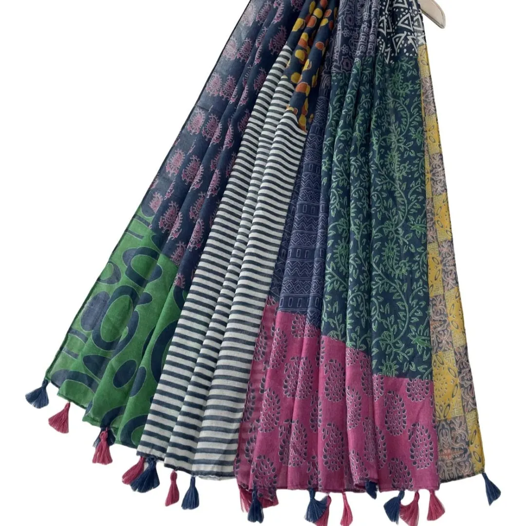 Paisley & Pattern Patchwork Tassel Scarf