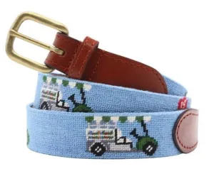 Smathers & Branson Needlepoint Belt Light Blue Beverage Cart