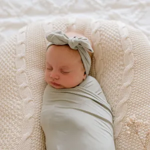Soft Sage Jersey Baby Topknot Headband Newborn