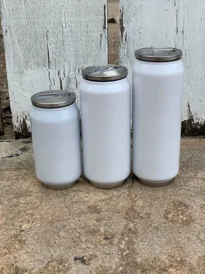 SUBLIMATION WHITE Blank Stainless Steel Insulated Soda Can Tumblers - 12, 15, 17 oz