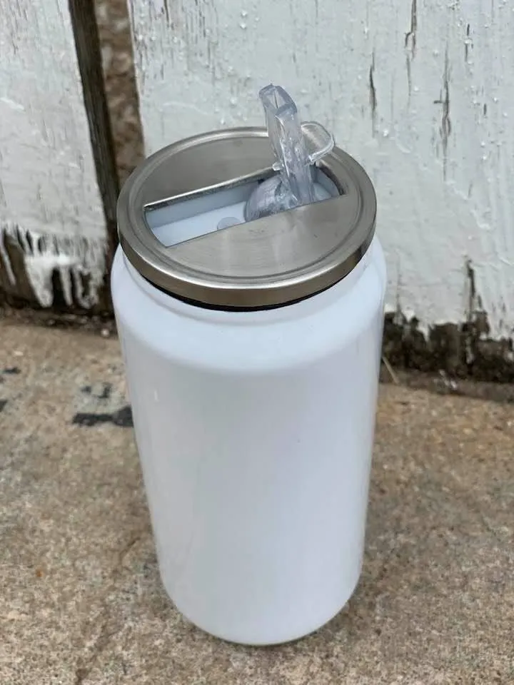 SUBLIMATION WHITE Blank Stainless Steel Insulated Soda Can Tumblers - 12, 15, 17 oz