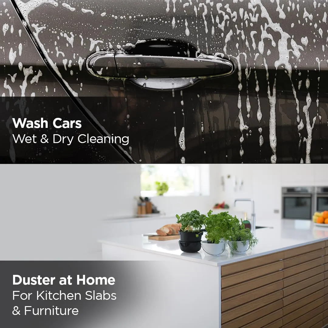 UMAI Microfiber Double-Sided Chenille Wash Mitt 1000 GSM - Super Soft, Ultra-Absorbent, Multipurpose and Double Sided Dusting Gloves for Home Cleaning | Car Cleaning, Windows and Kitchen (Grey)