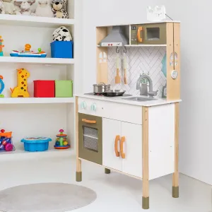 Wooden Kitchen Playset Cream Color Kitchen Hood Set