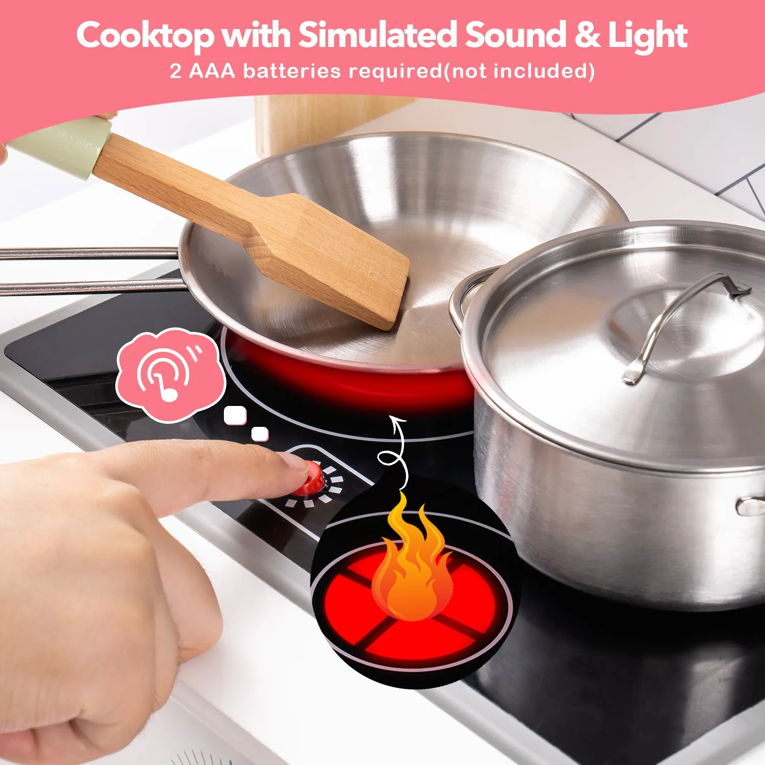 Wooden Kitchen Playset Cream Color Kitchen Hood Set