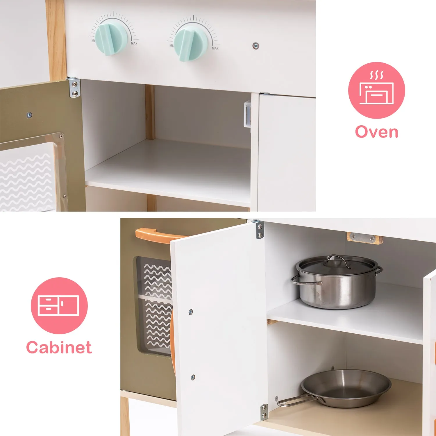 Wooden Kitchen Playset Cream Color Kitchen Hood Set