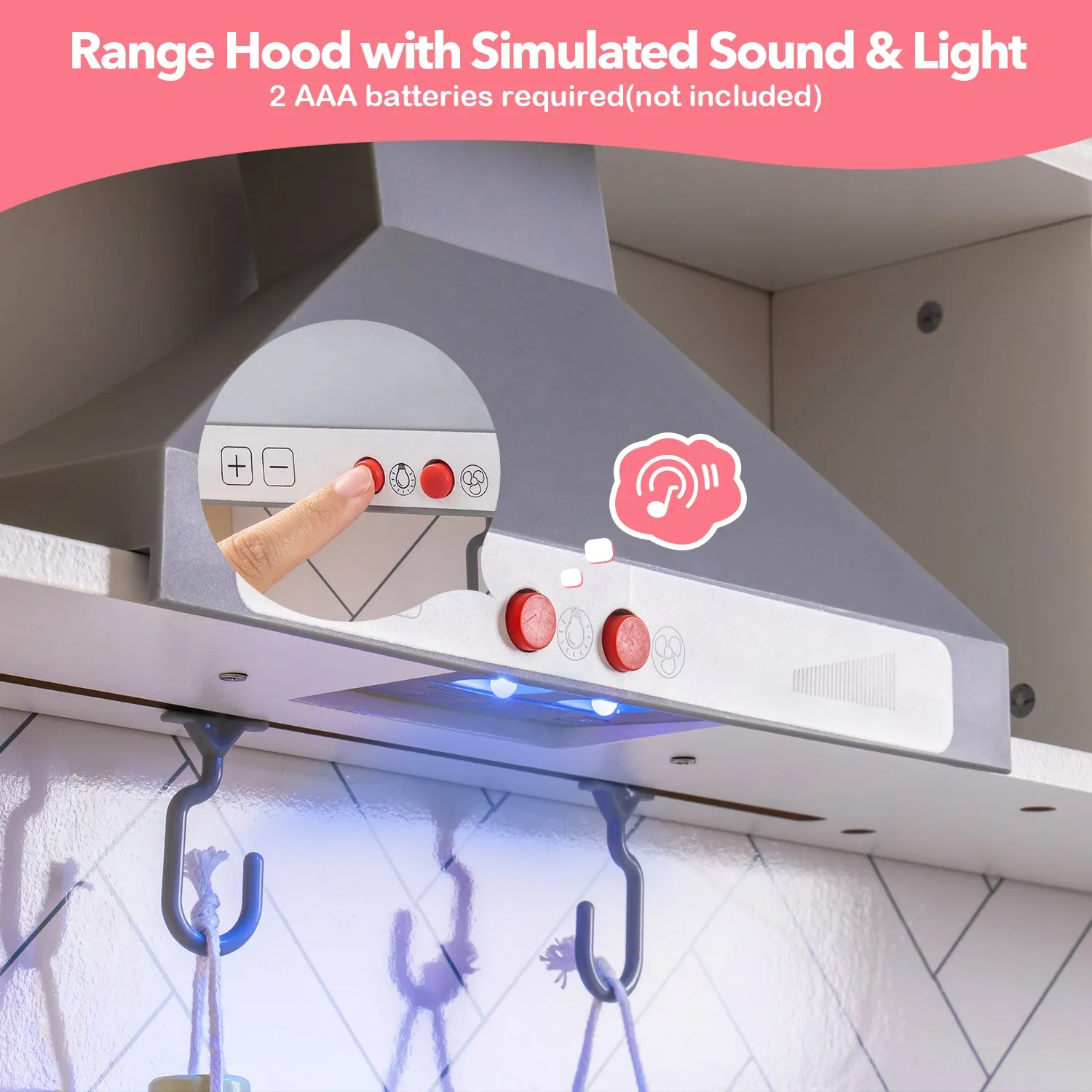Wooden Kitchen Playset Cream Color Kitchen Hood Set