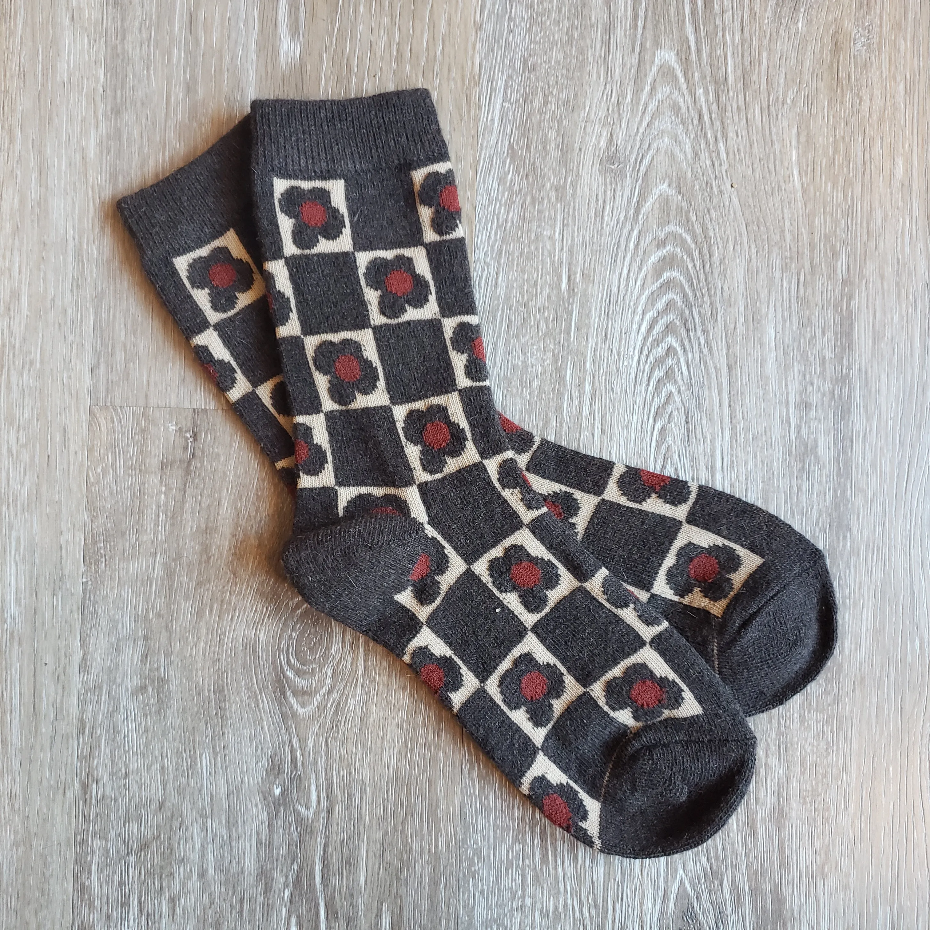 Wool Blend Mushroom Pattern Socks