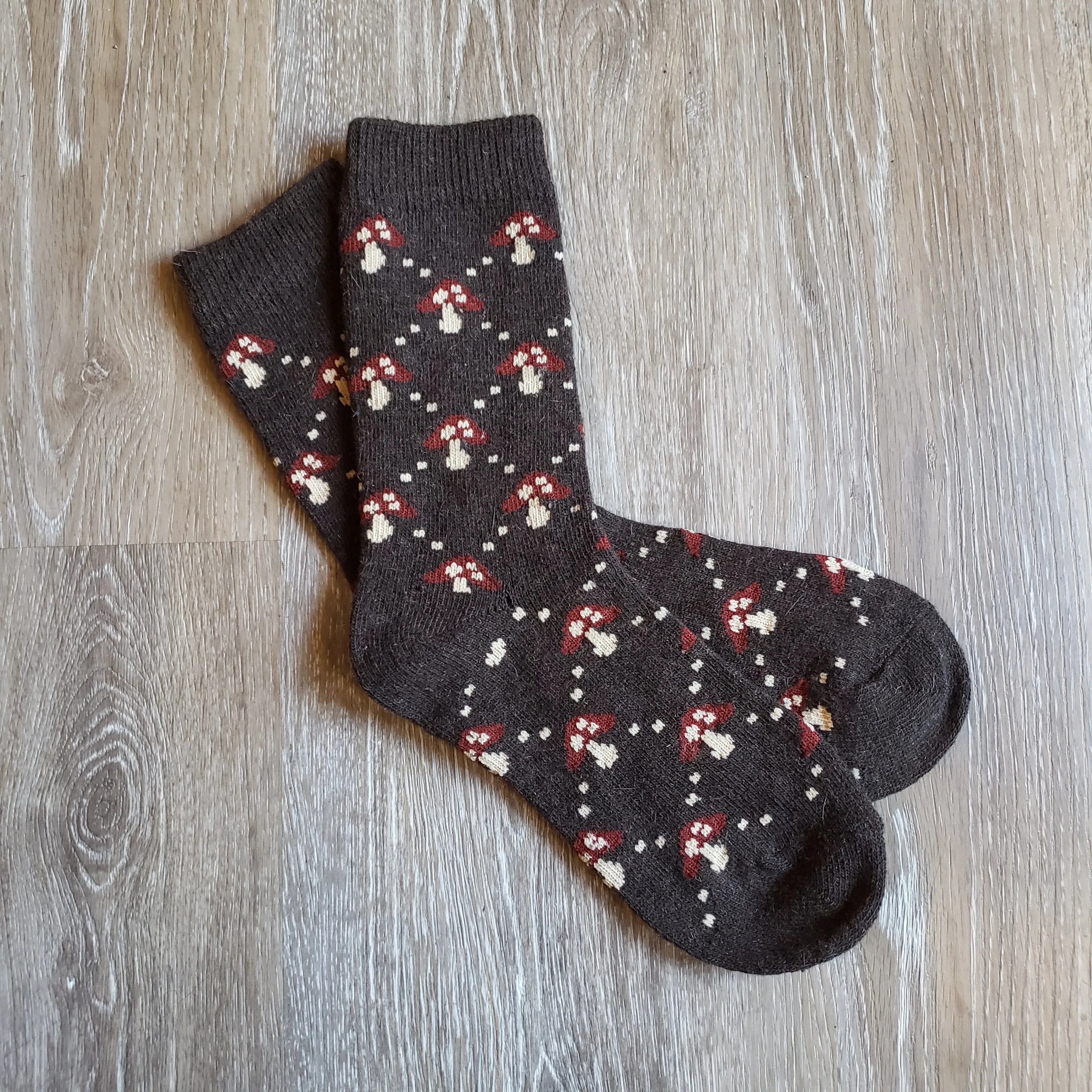 Wool Blend Mushroom Pattern Socks